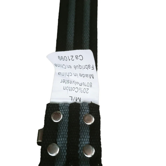 Heavy Duty Woven Cotton Belt with Stripes Metal Clasp and Grommets M/L - Picture 10 of 11